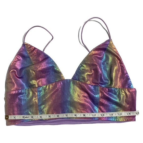 FOREVER 21 Metallic Rainbow Iridescent Crop Top Bralette - Picture 11 of 14